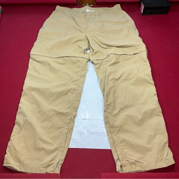 ExOfficio TAN PANTS womens XL 18 Insect Shield Zip Off Leg STRETCHY waist cargo - Picture 13 of 16
